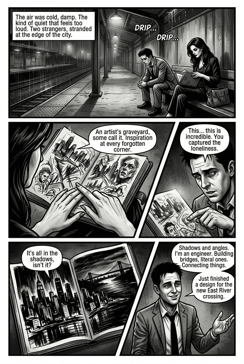 Wrong Train, Right Person, page 3 of 5, Noir style