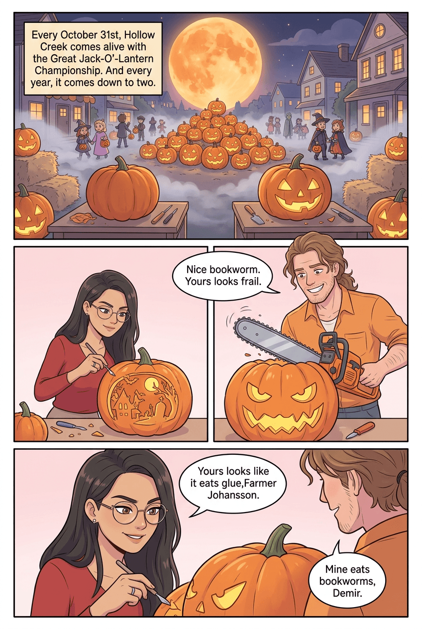Carved, page 1 of 5, Webtoon style