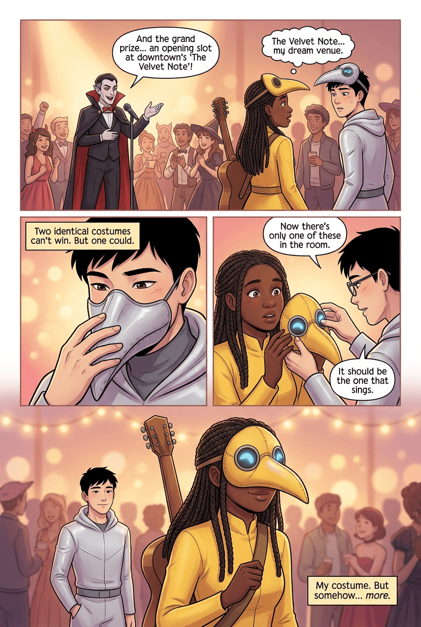 The Costume Mix-Up, page 3 of 5, Romance Webtoon style