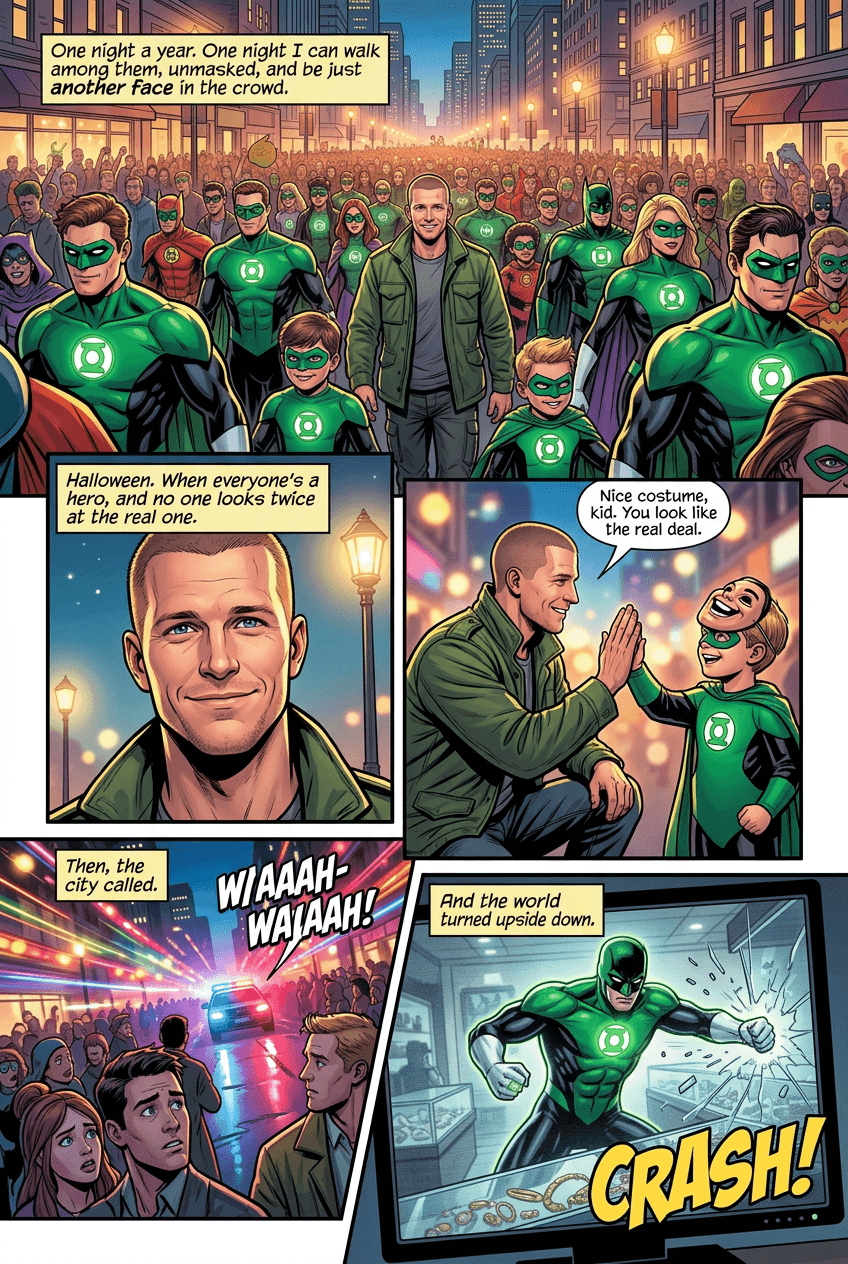 Costume Night, page 1 of 6, Superhero style