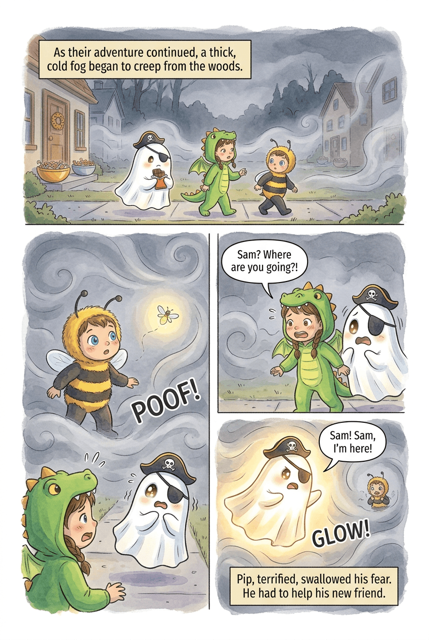 The Littlest Ghost, page 4 of 5, Storybook style
