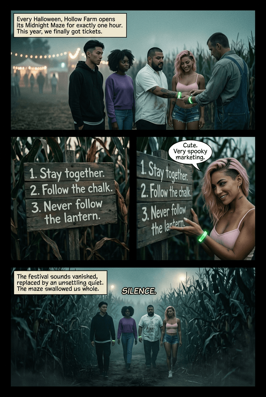 The Maze at Hollow Farm, page 1 of 6, Fright Reel style
