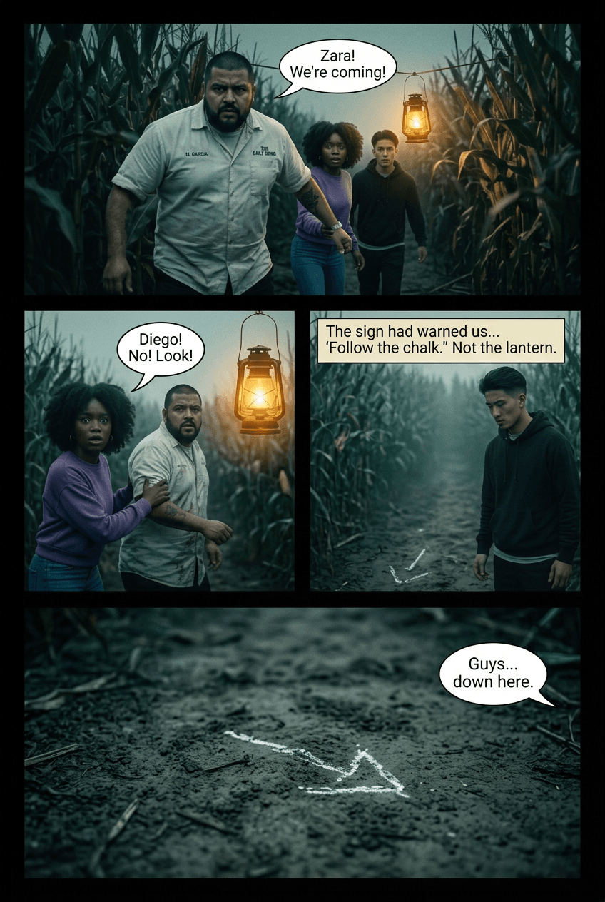 The Maze at Hollow Farm, page 4 of 6, Fright Reel style