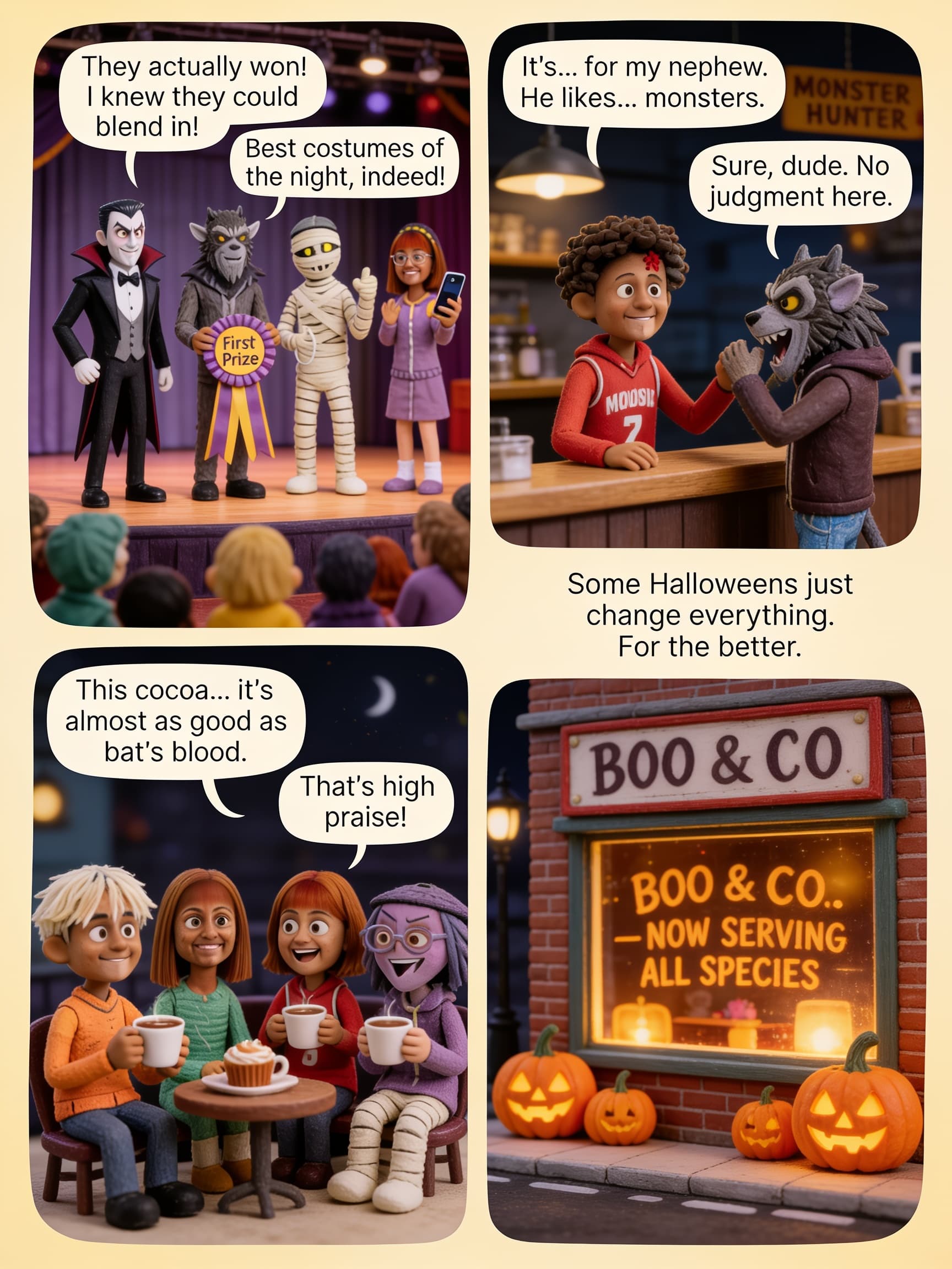 Costumes for Monsters, page 5 of 5, Claymation style