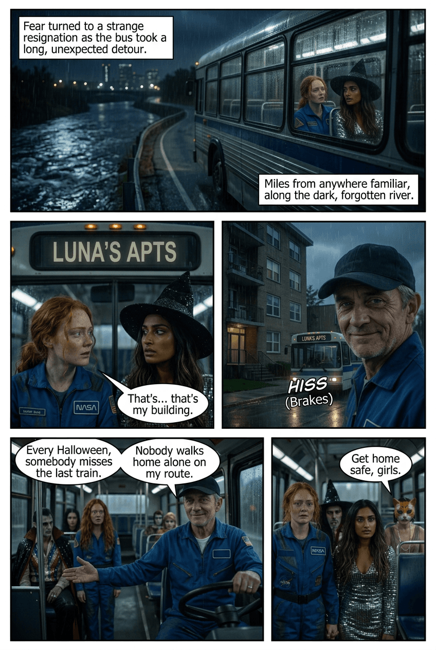 Night Bus 31, page 4 of 5, Realistic style