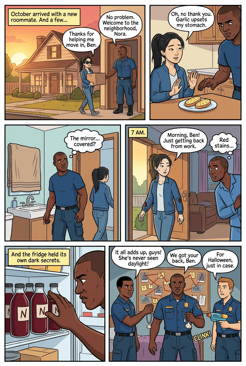 My Roommate Is (Probably) a Vampire, page 1 of 5, Modern Cartoon style