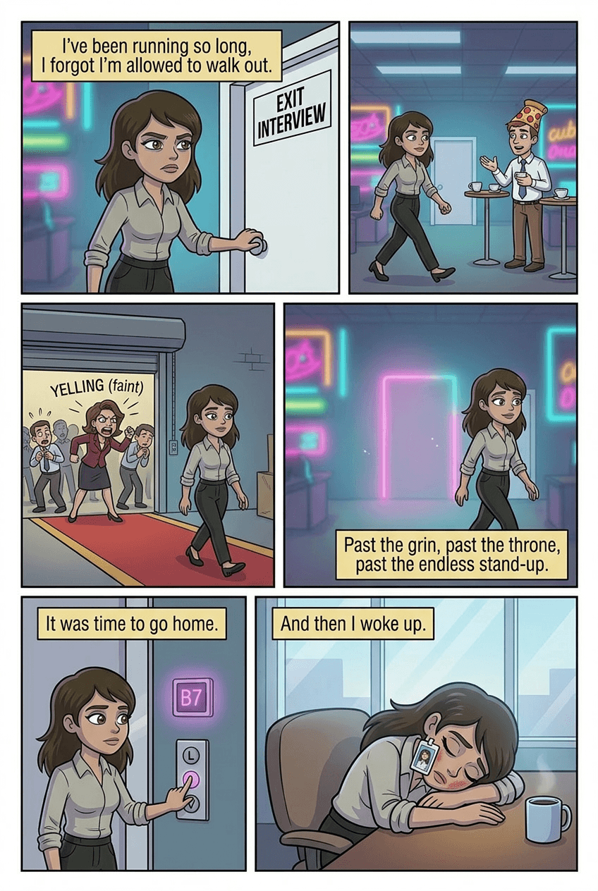 Alice in Overtime, page 7 of 8, Modern Cartoon style