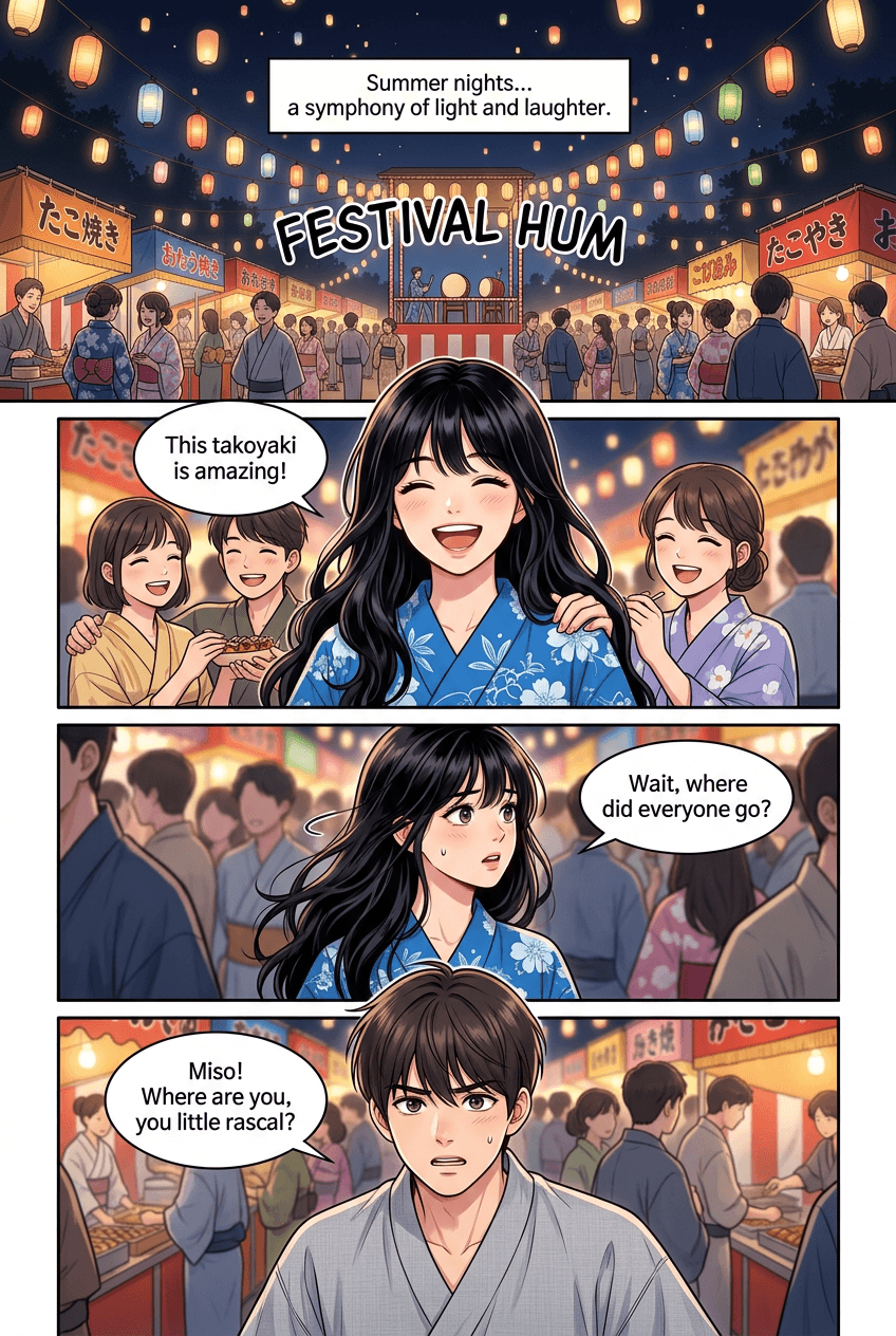 Sparks at the Summer Festival, page 1 of 5, Manhwa style