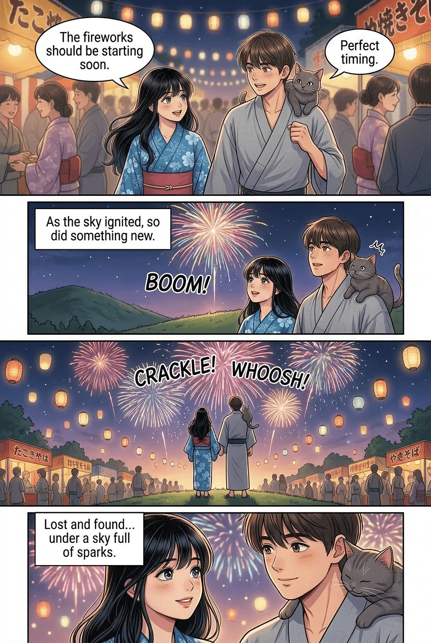 Sparks at the Summer Festival, page 5 of 5, Manhwa style