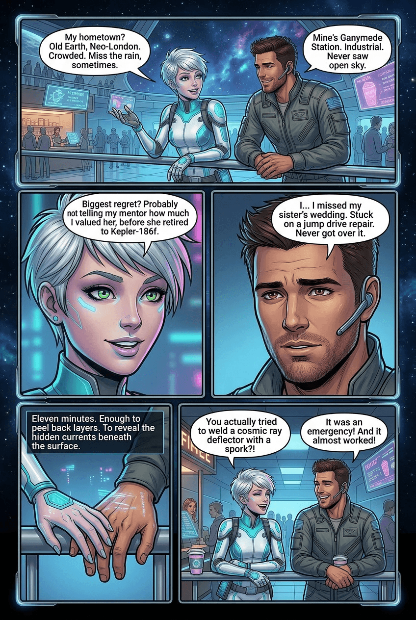 The Neon Station, page 3 of 5, Sci-Fi Space Opera style