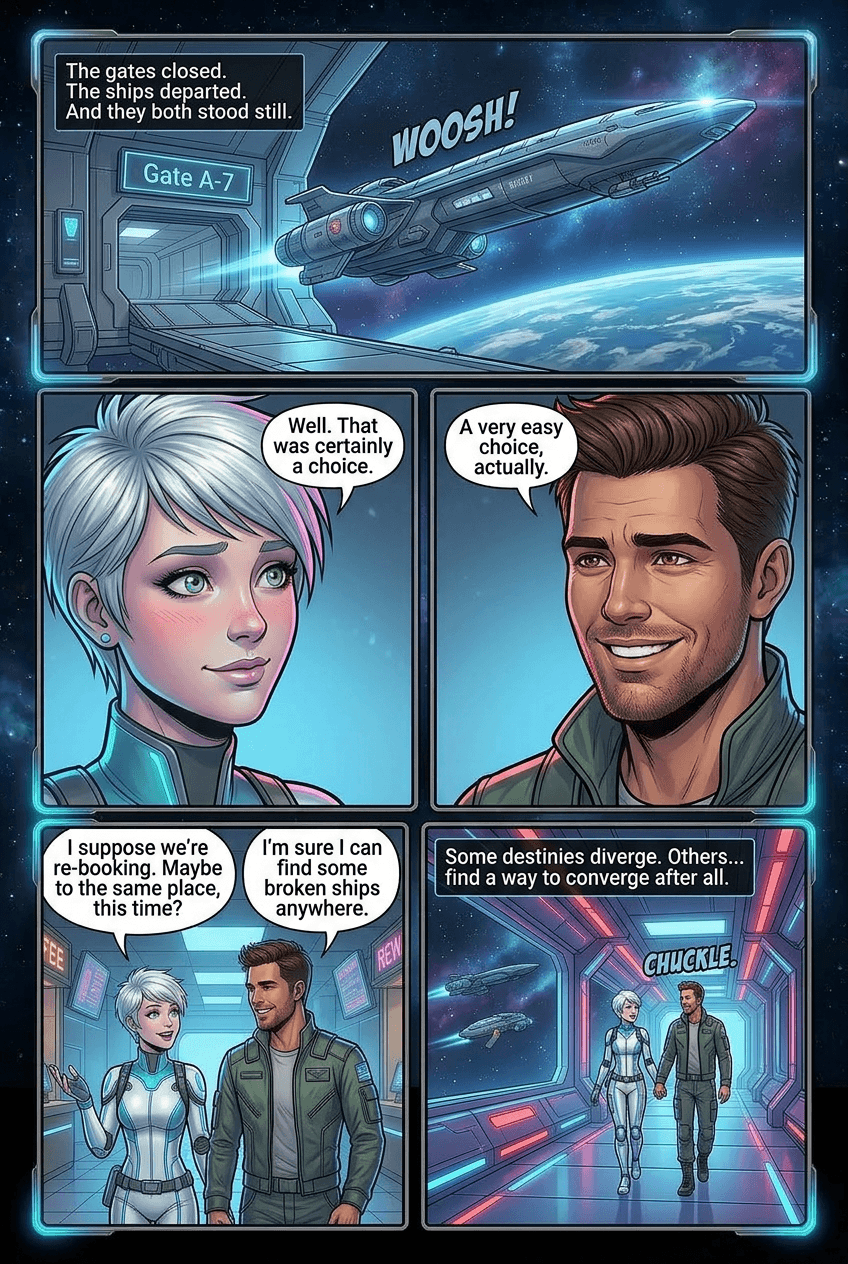 The Neon Station, page 5 of 5, Sci-Fi Space Opera style