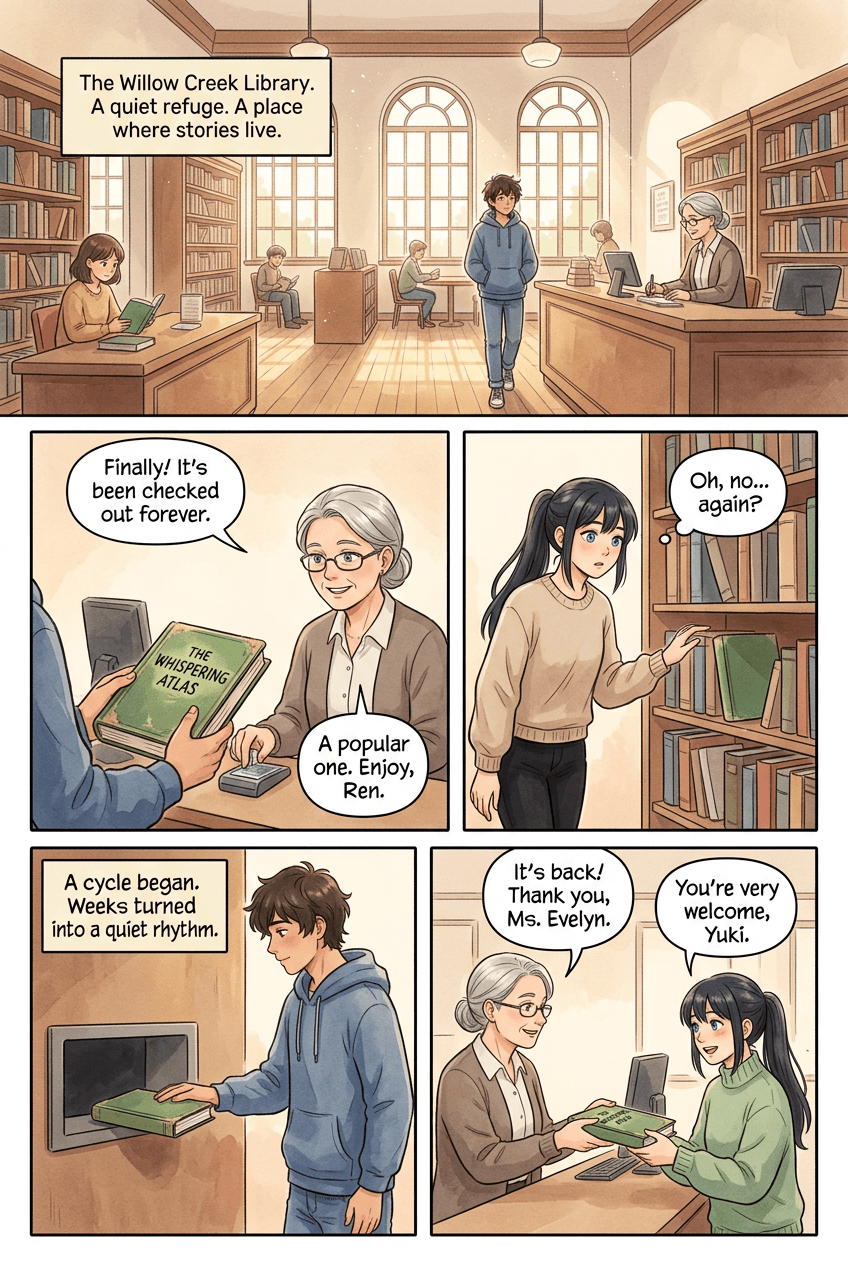 Two Readers, One Book, page 1 of 5, Slice of Life style