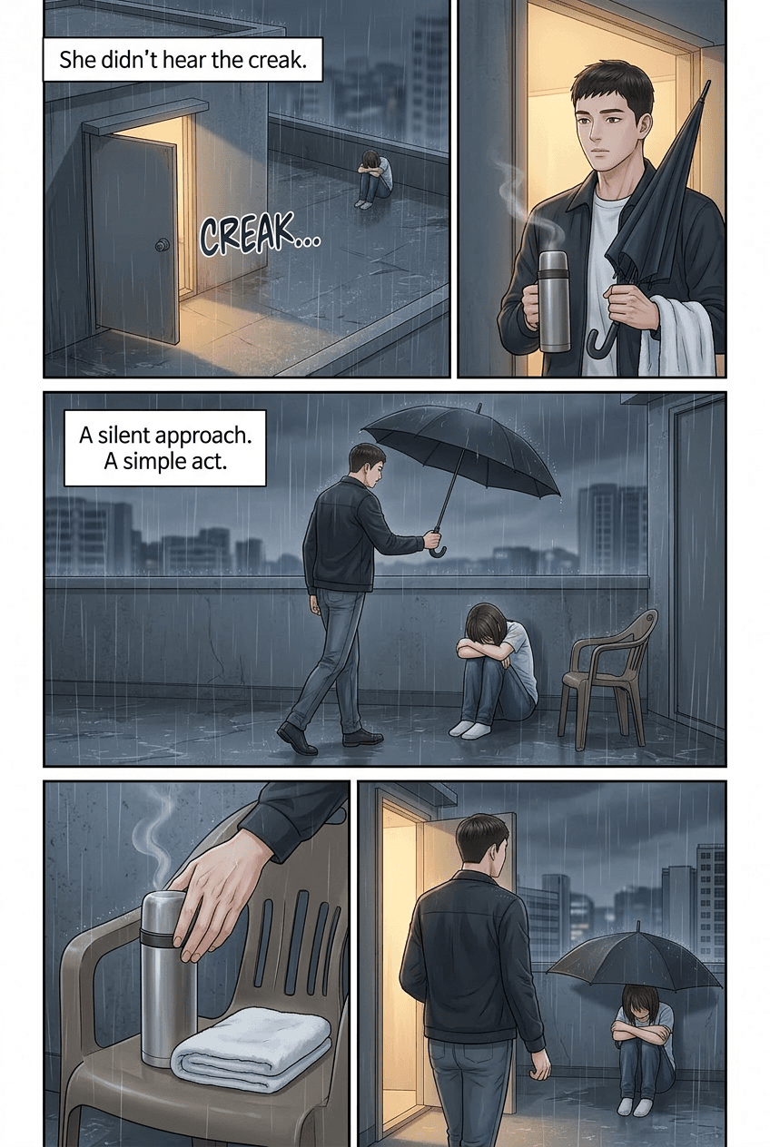 Rooftop in the Rain, page 2 of 5, Manhwa style