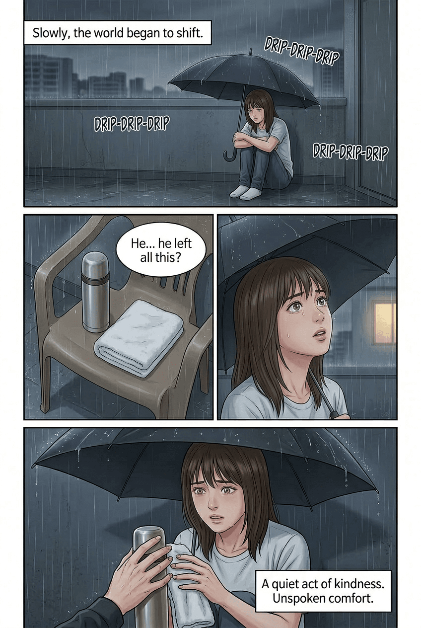 Rooftop in the Rain, page 3 of 5, Manhwa style