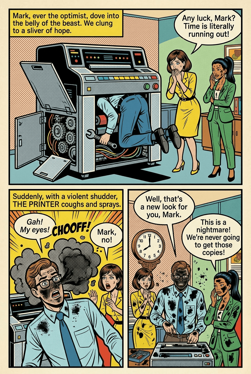 The Printer That Ruined the Day, page 3 of 5, Retro Pop style