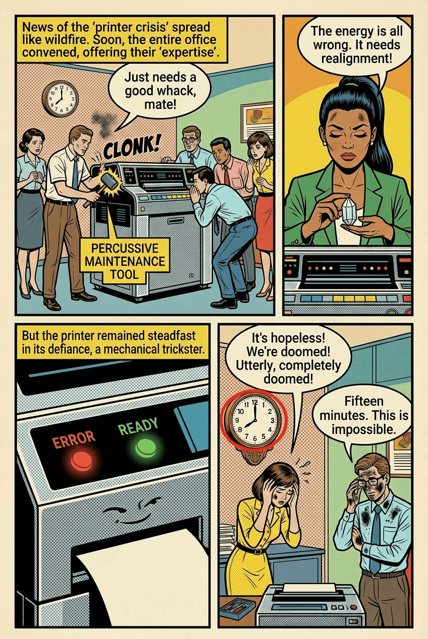 The Printer That Ruined the Day, page 4 of 5, Retro Pop style