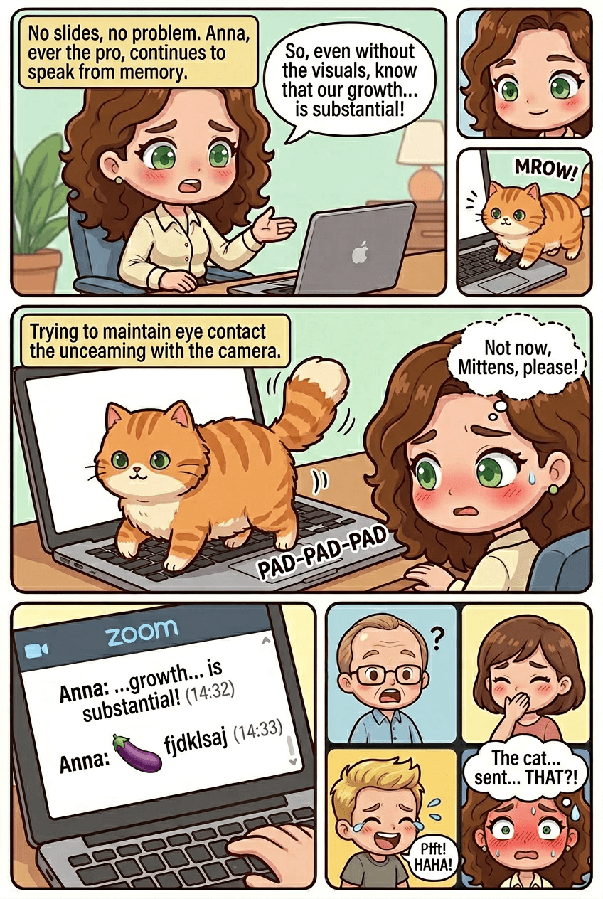 Everyone On Mute, page 4 of 5, Chibi style