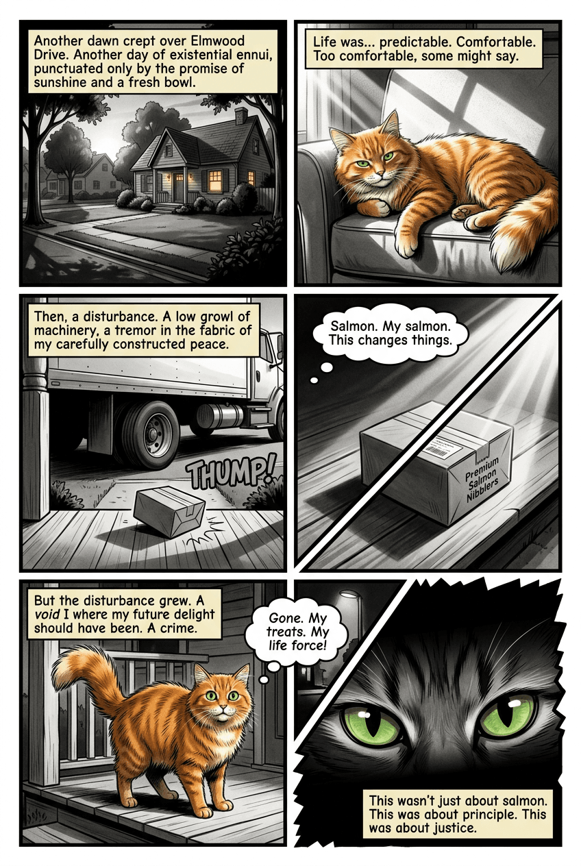 Detective Whiskers, page 1 of 5, Noir style