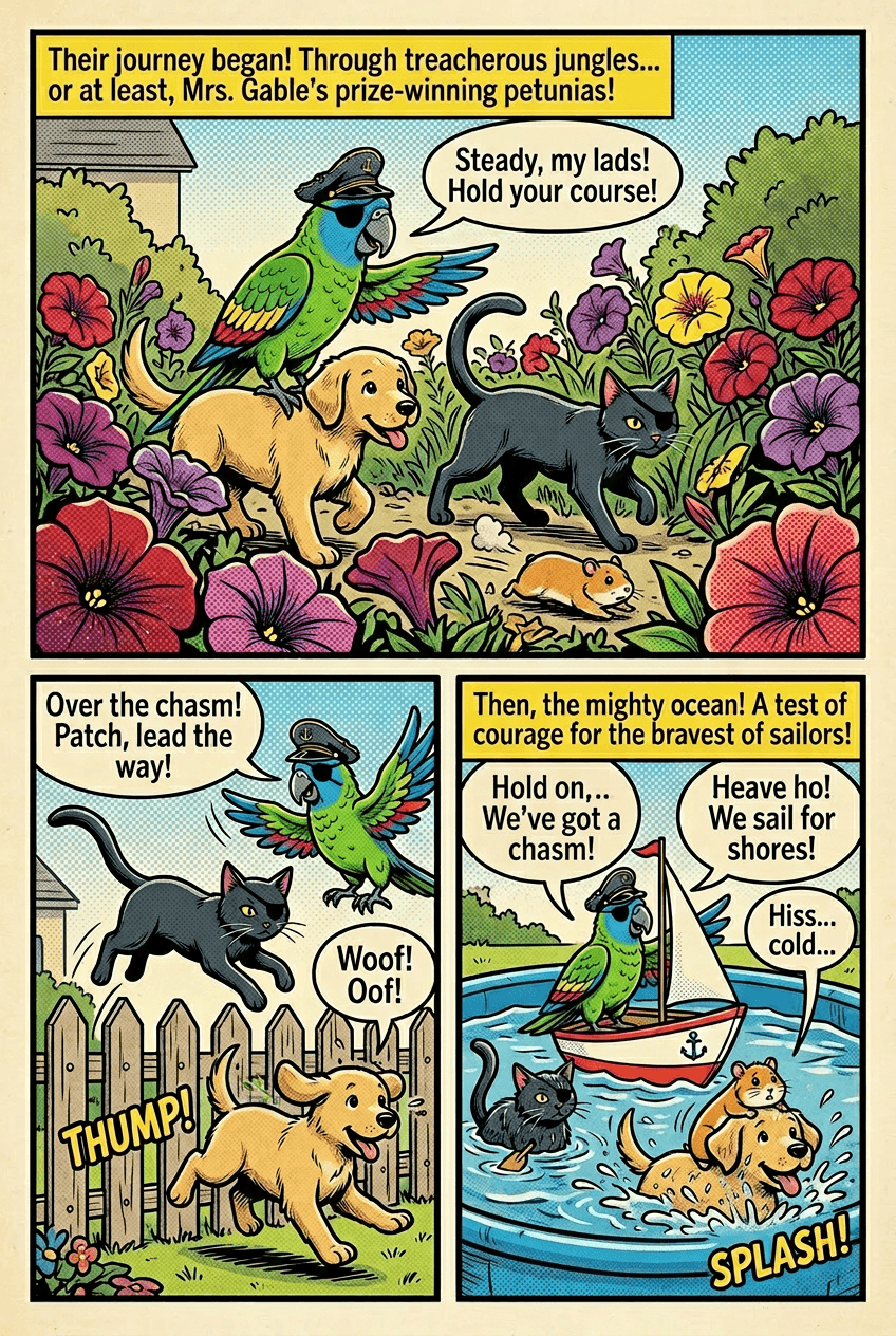 Captain Parrot, page 3 of 5, Retro Pop style