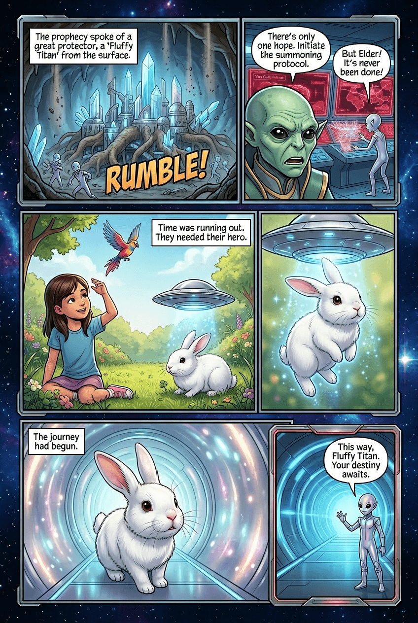 Space Bunny, page 2 of 5, Sci-Fi Space Opera style