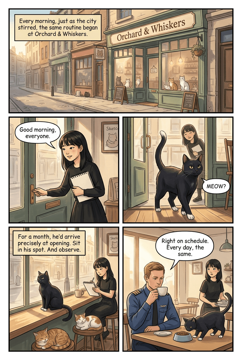 The Cat Cafe on Orchard Street, page 1 of 5, Slice of Life style
