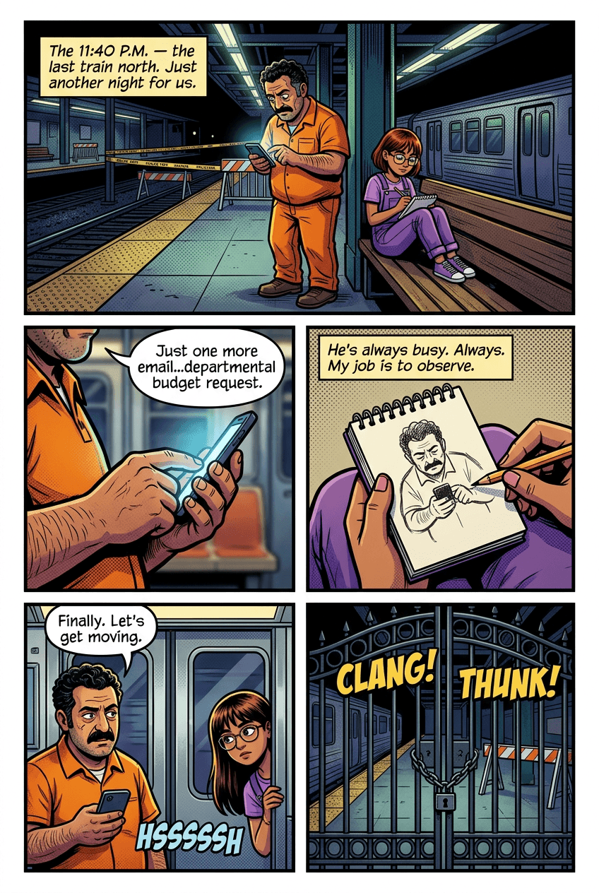 Last Train Home, page 1 of 10, Comic Book style