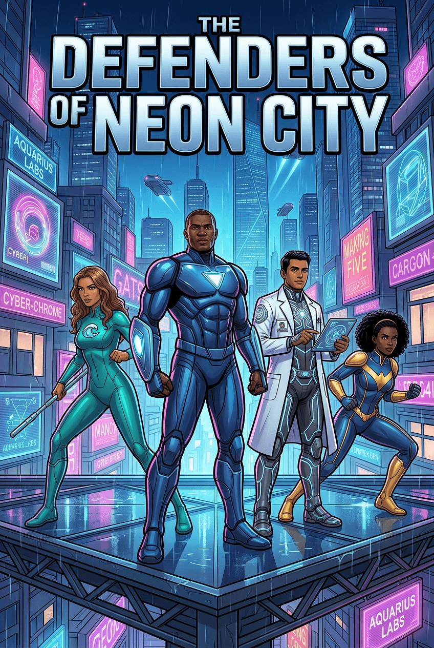 The Defenders of Neon City, comic cover