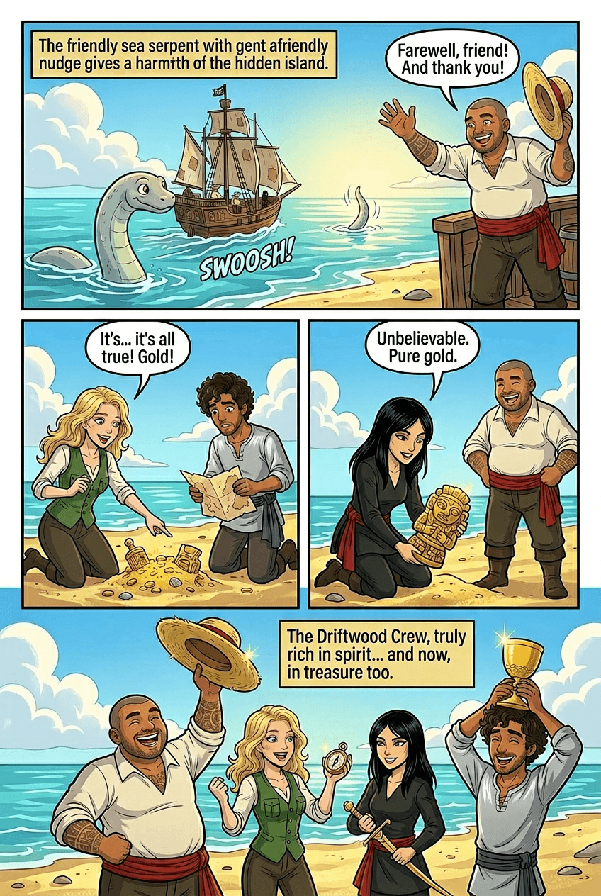 The Driftwood Crew, page 5 of 5, Retro Pop style