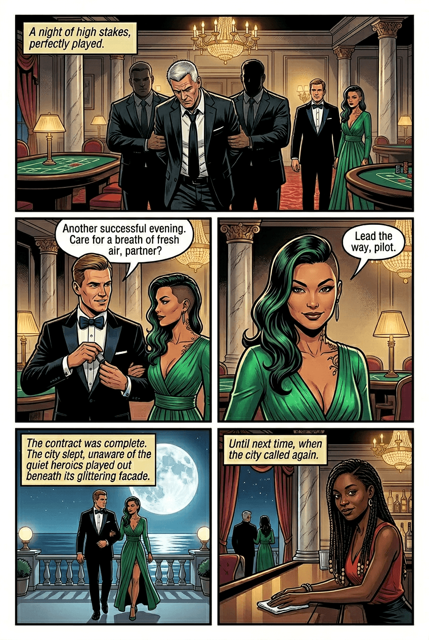 The Midnight Contract, page 5 of 5, Retro Pop style