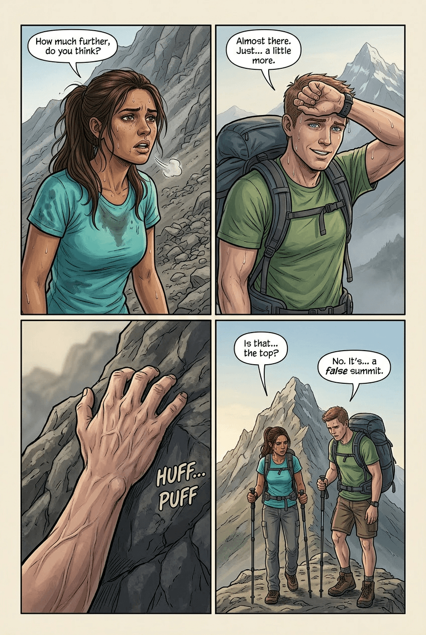 At the Summit, page 2 of 5, Graphic Novel style