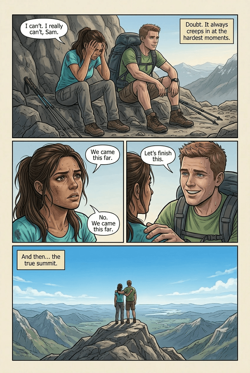 At the Summit, page 3 of 5, Graphic Novel style