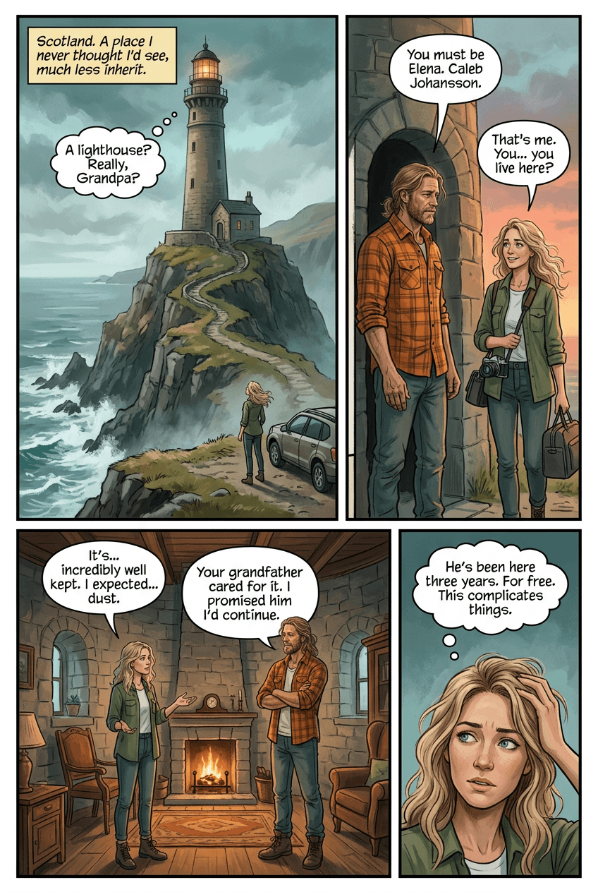 The Lighthouse Keeper's Letter, page 1 of 5, Watercolor style