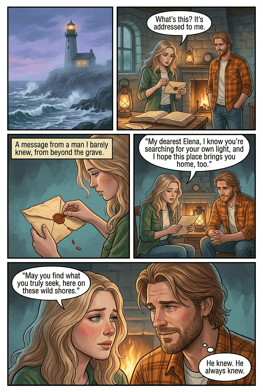 The Lighthouse Keeper's Letter, page 4 of 5, Watercolor style