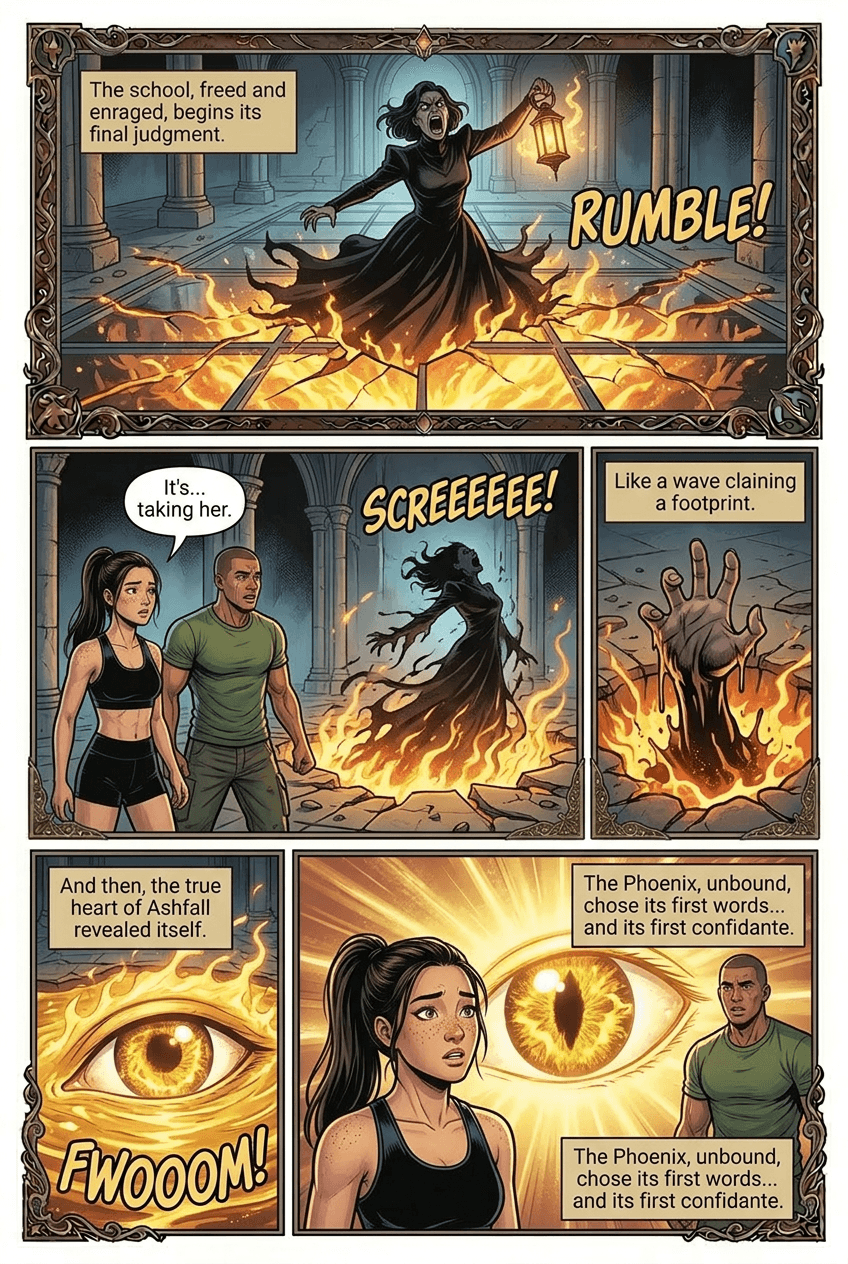 The School Wakes, page 7 of 8, Fantasy Epic style