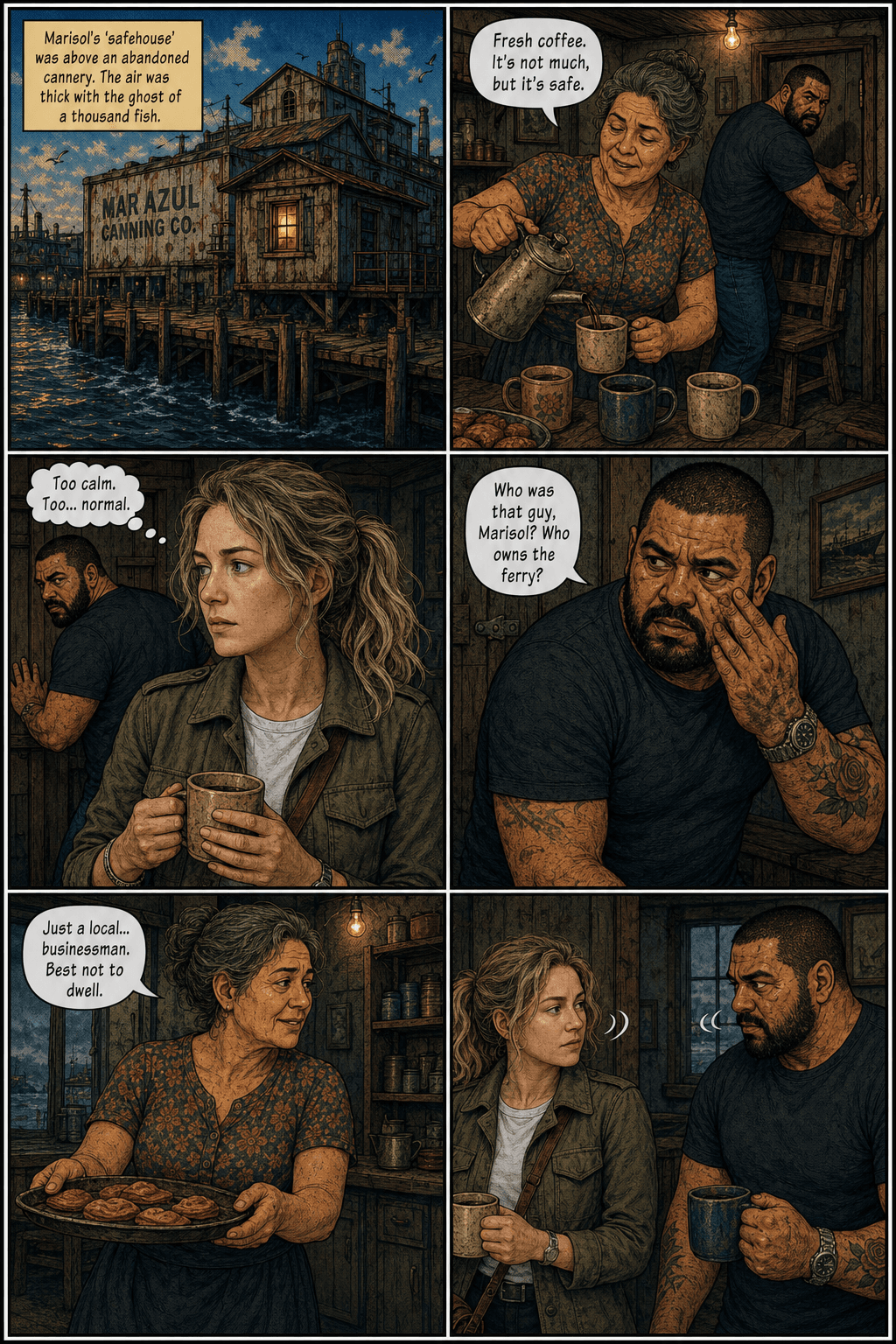 The Hostess, page 2 of 8, Comic Book style