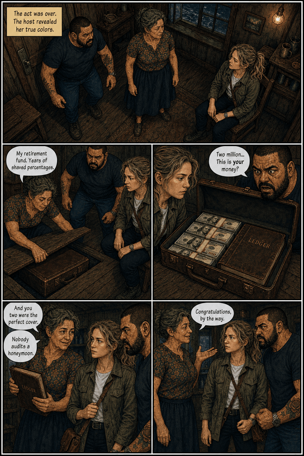 The Hostess, page 3 of 8, Comic Book style