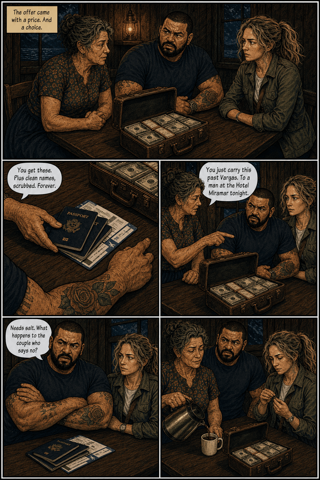 The Hostess, page 5 of 8, Comic Book style