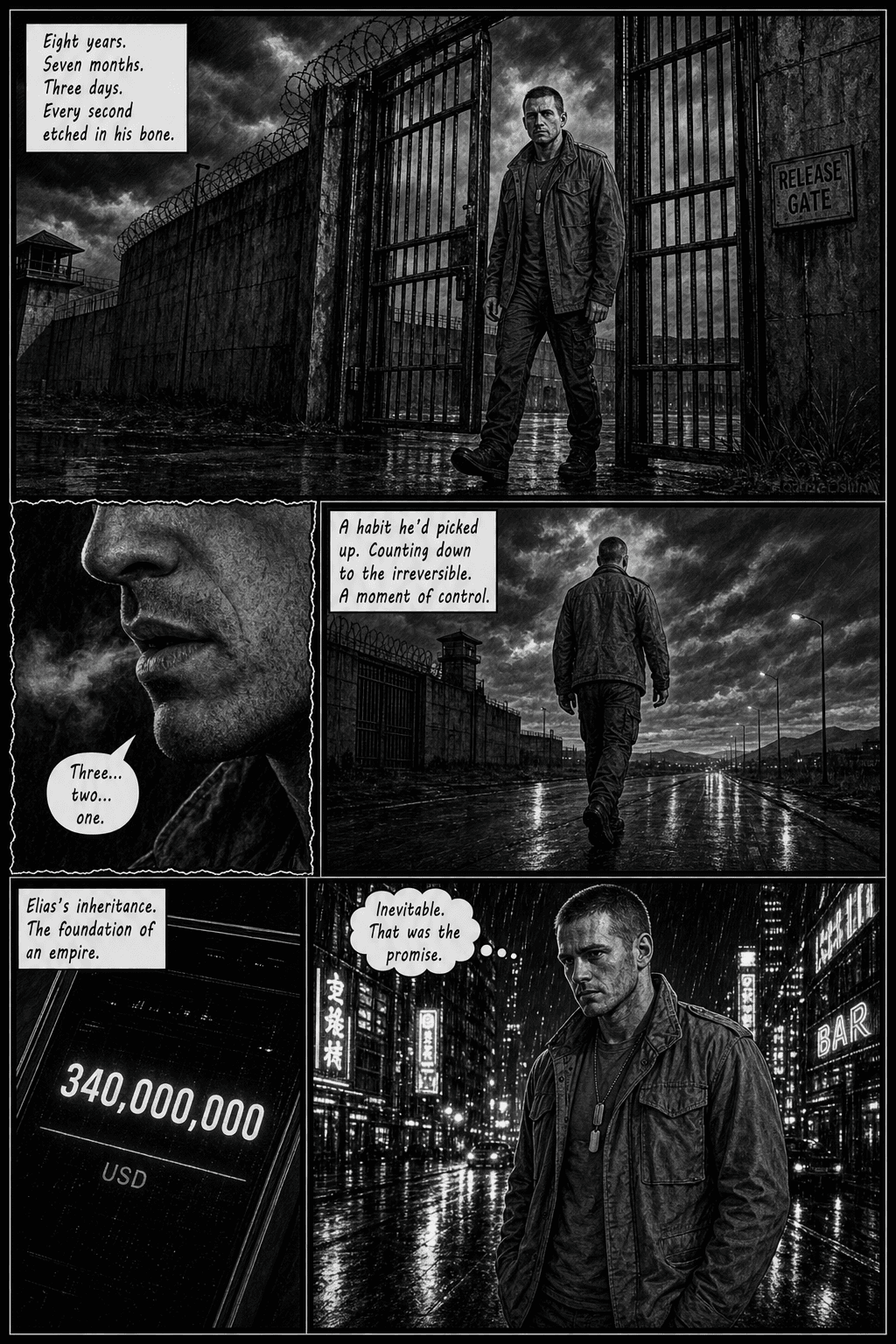 Prisoner 4708, page 5 of 9, Noir style