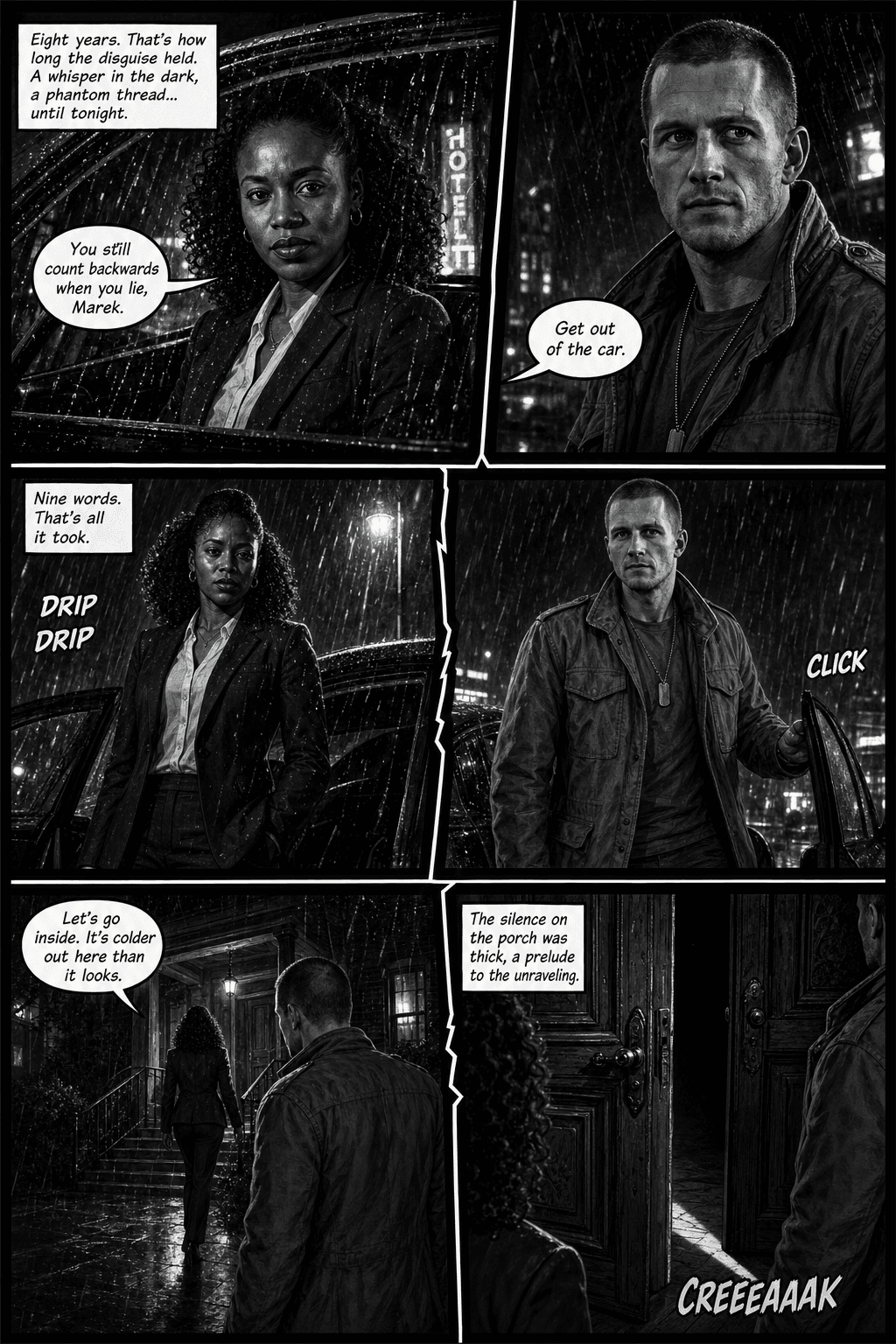 The Call, page 1 of 8, Noir style