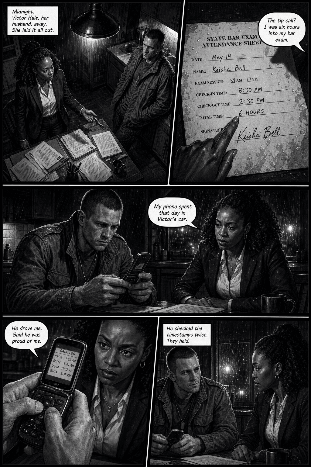 The Call, page 2 of 8, Noir style