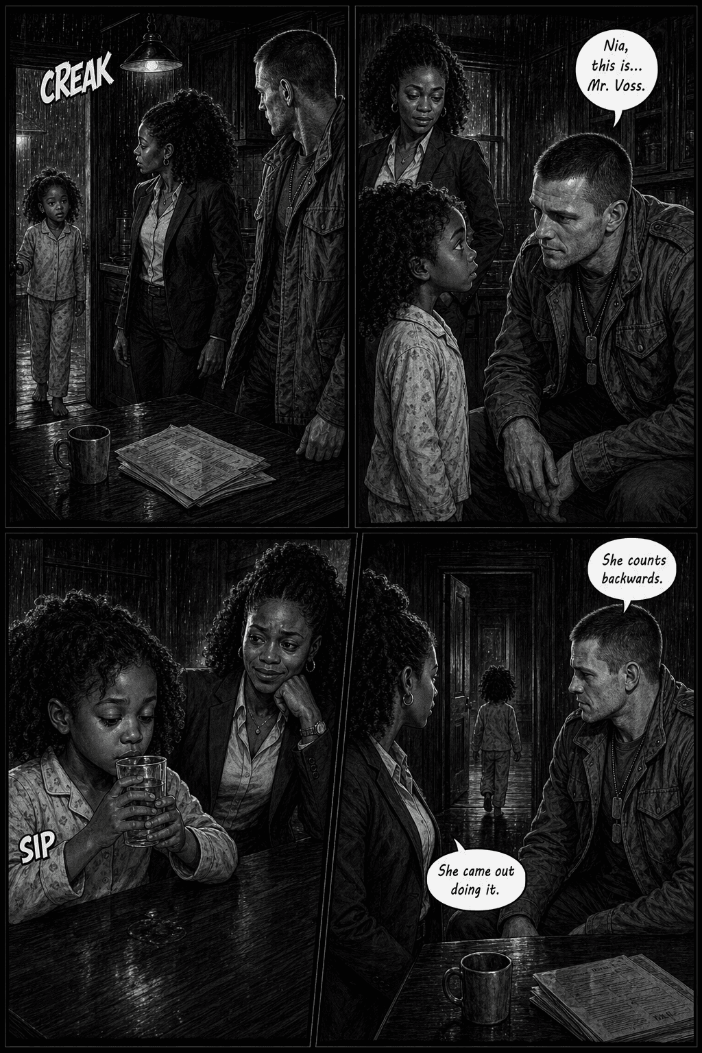 The Call, page 4 of 8, Noir style
