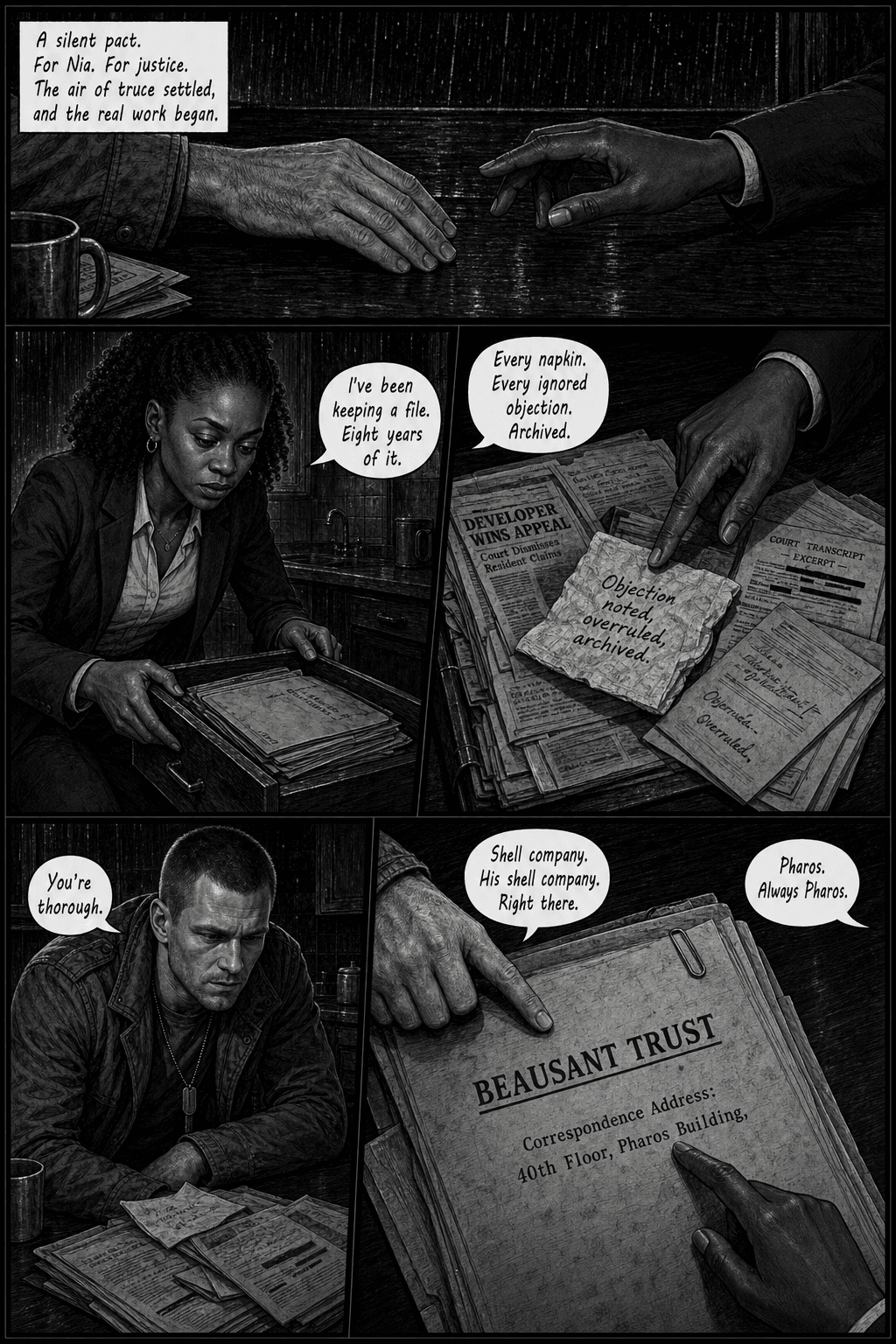 The Call, page 5 of 8, Noir style