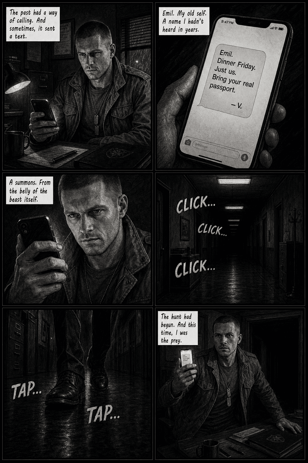 The Call, page 8 of 8, Noir style