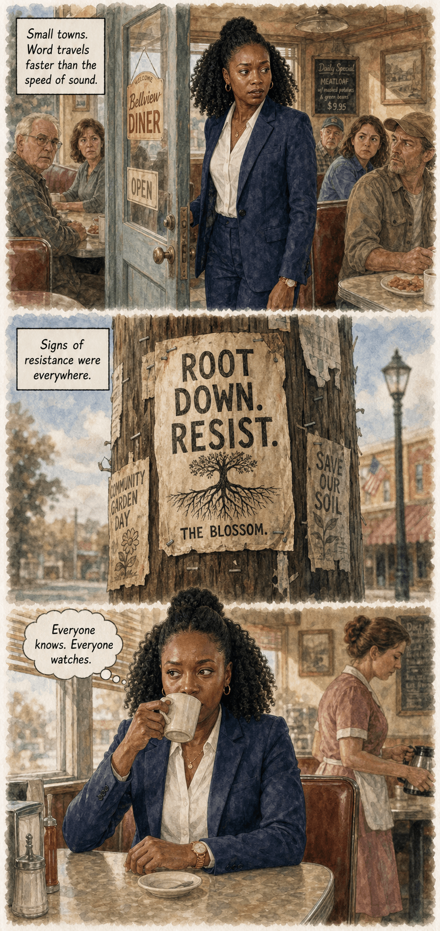 The Holdout, page 5 of 9, Watercolor style