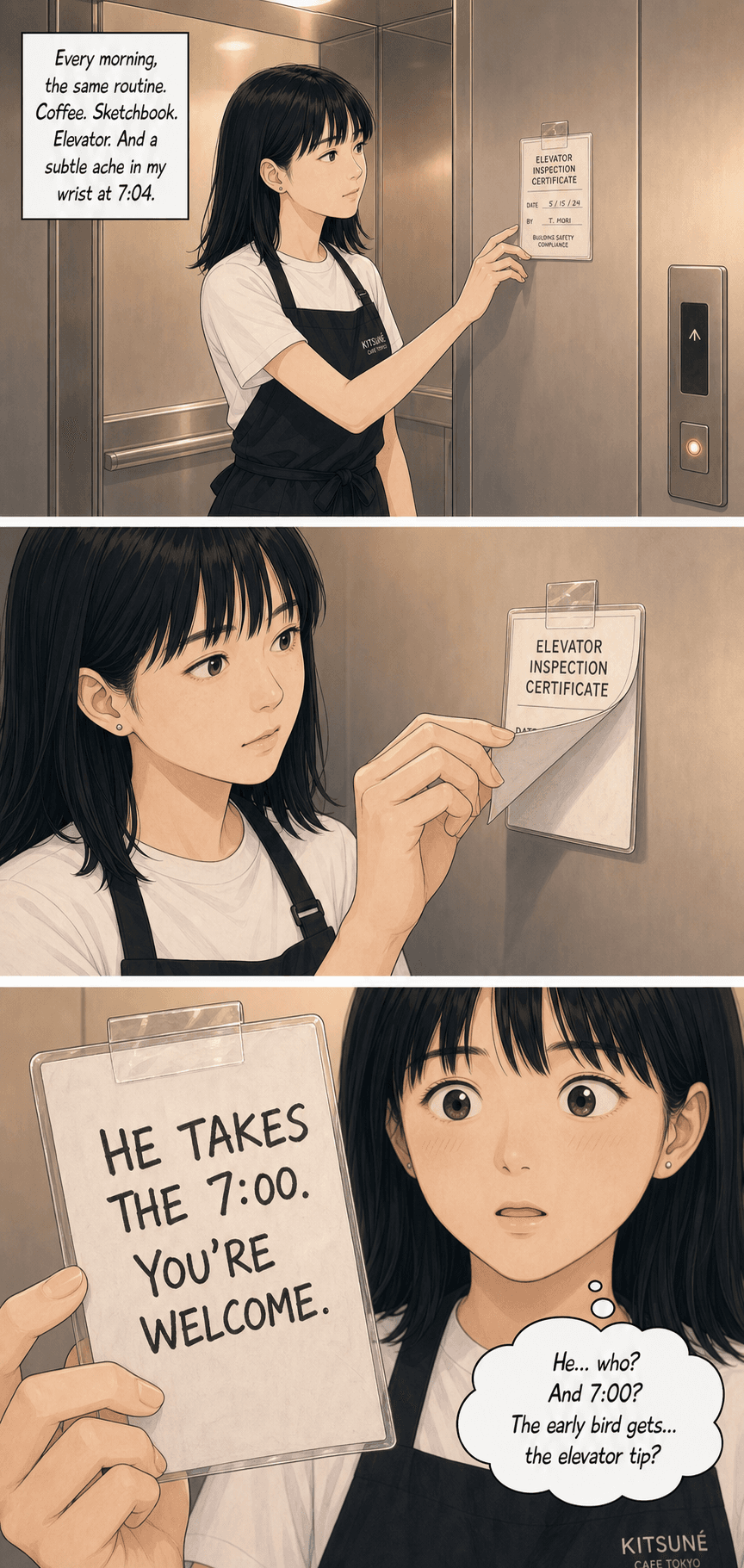 The 7:04 Problem, page 1 of 8, Webtoon style