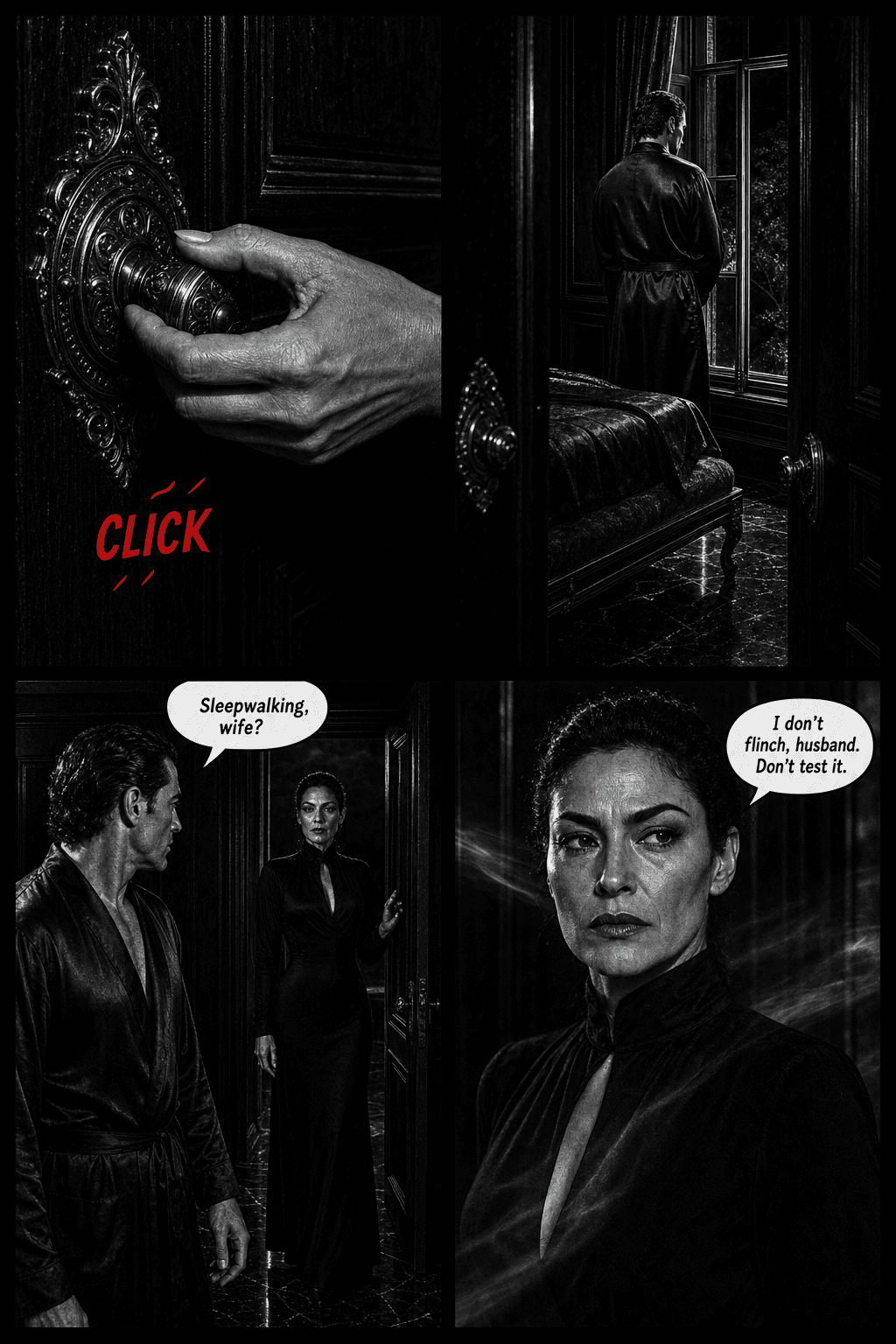 The Rat at the Table, page 1 of 8, Crimson Noir style