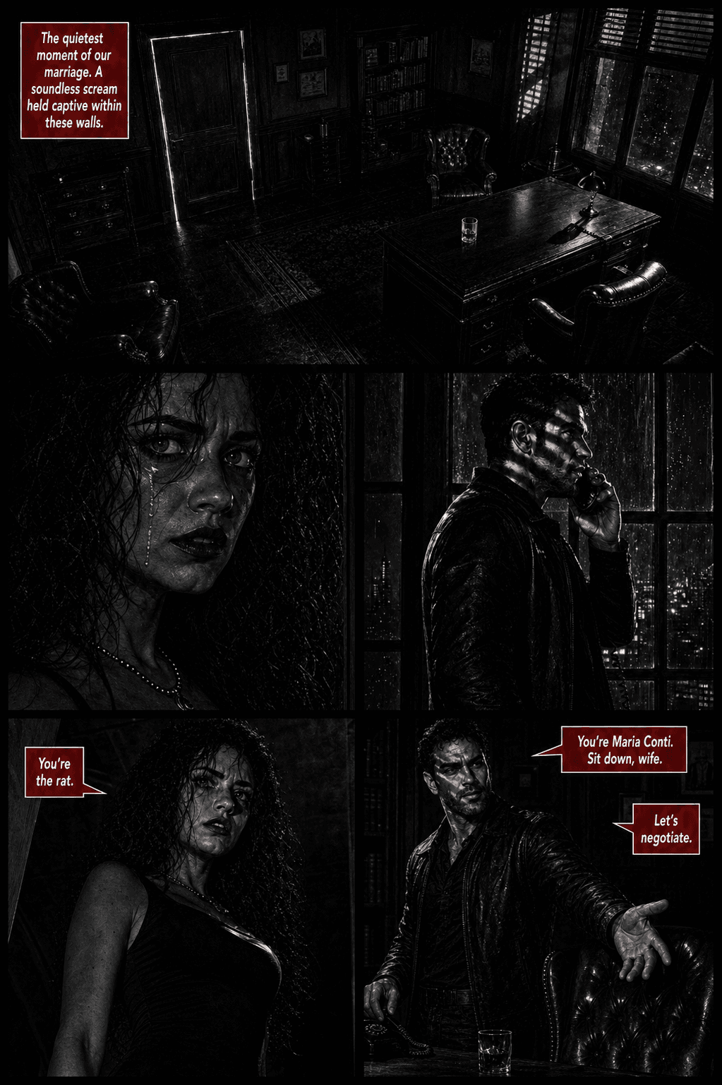The Cannery Trap, page 1 of 8, Crimson Noir style