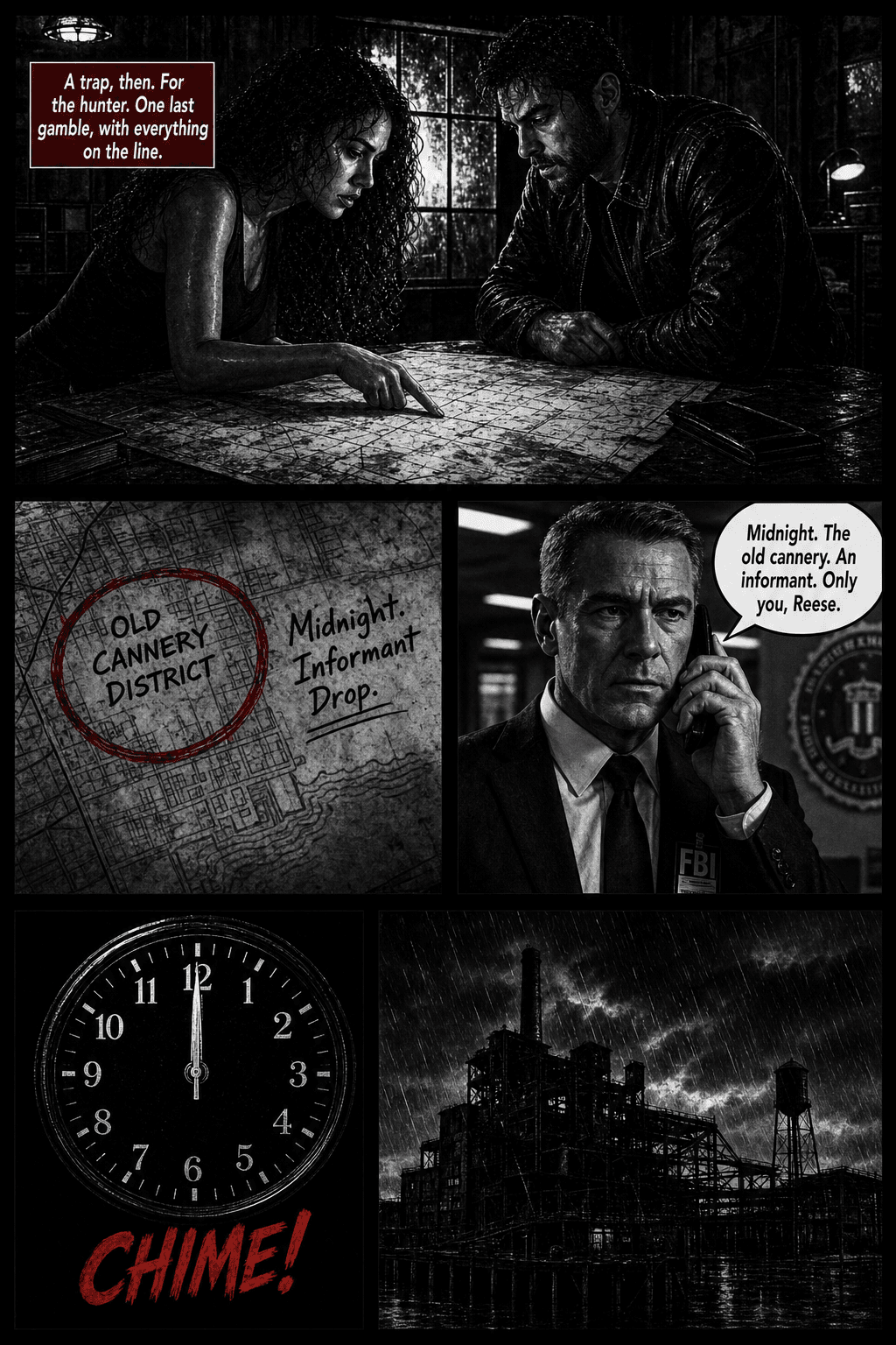 The Cannery Trap, page 6 of 8, Crimson Noir style