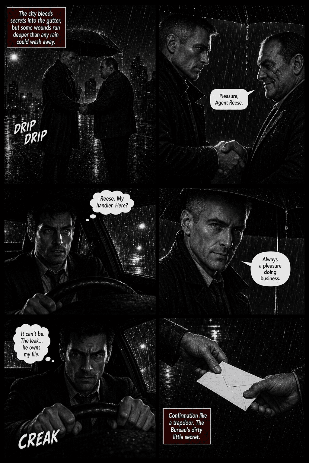 The Hood, page 1 of 8, Crimson Noir style