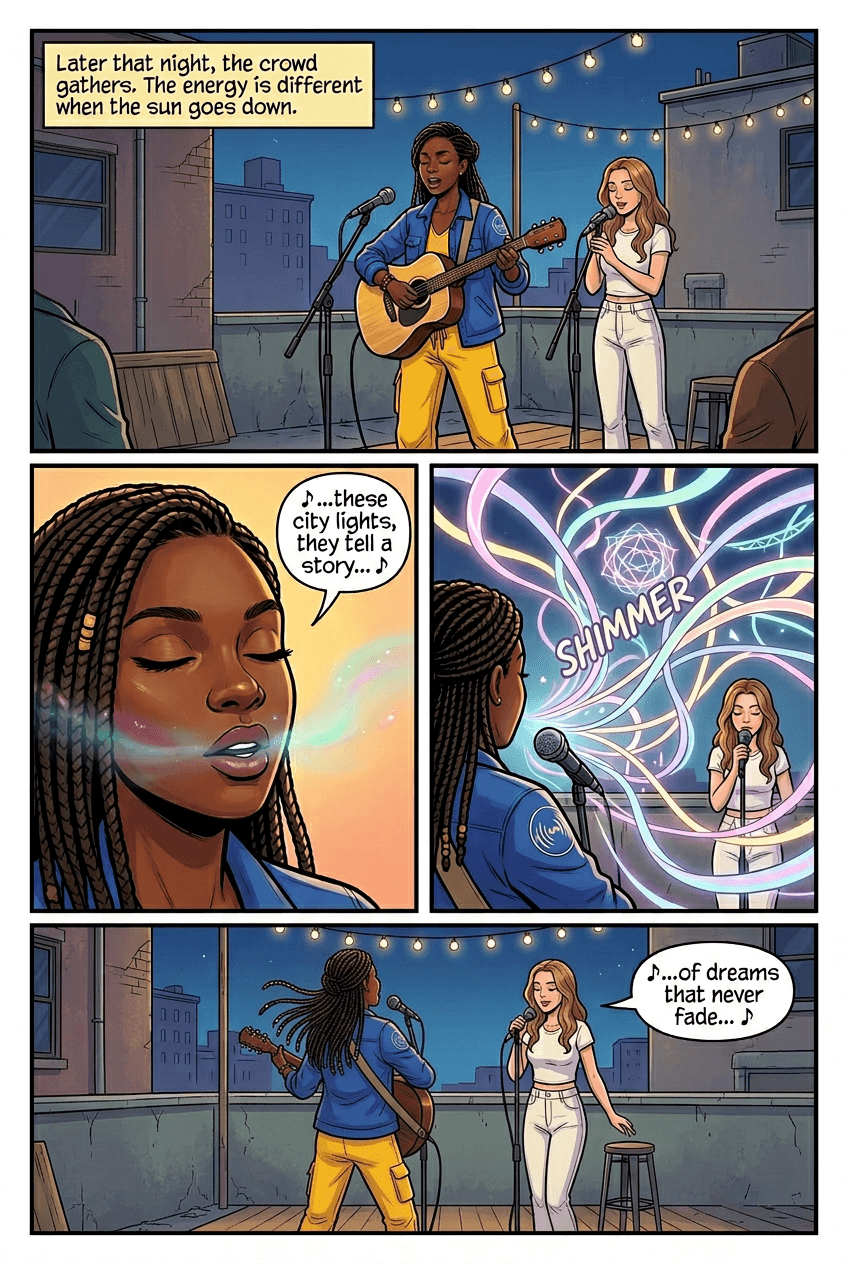 The Sound Weaver, page 2 of 5, Superhero style